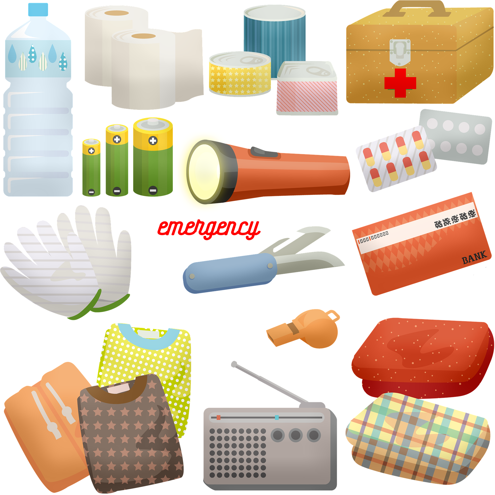 Photo of objects for emergency supplies